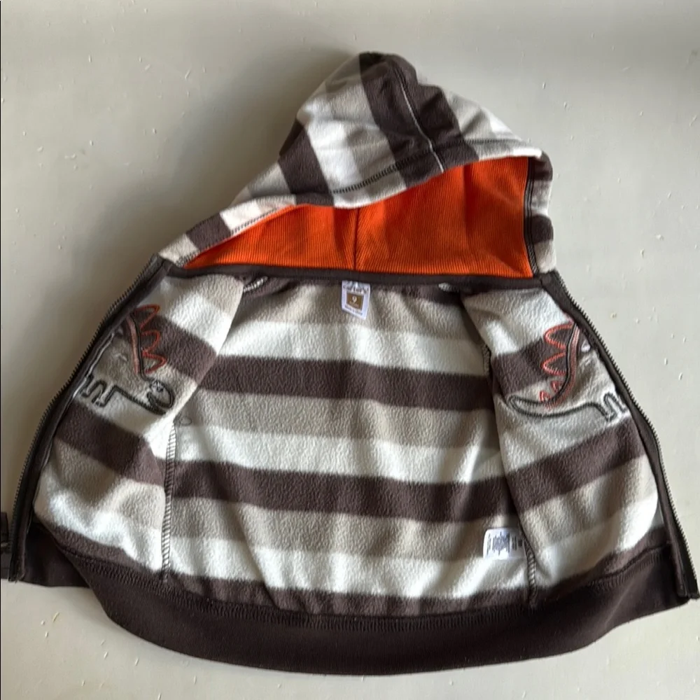 Carter's Brown & Tan Striped Dinosaur Hoodie Size 9 Months